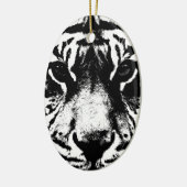 Schwarz-Weiß-Tiger Keramik Ornament (Links)
