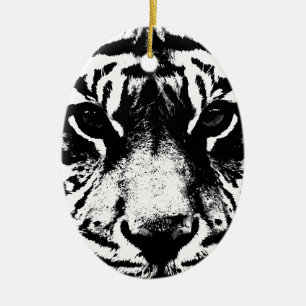 Schwarz-Weiß-Tiger Keramik Ornament