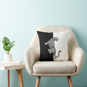 Schwarz Weiß Tiger  Kissen