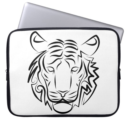 Schwarz-Weiß-Tiger Laptopschutzhülle (Vorderseite)