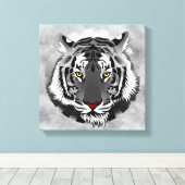 Schwarz-Weiß-Tiger Leinwanddruck (Insitu (Holzboden))