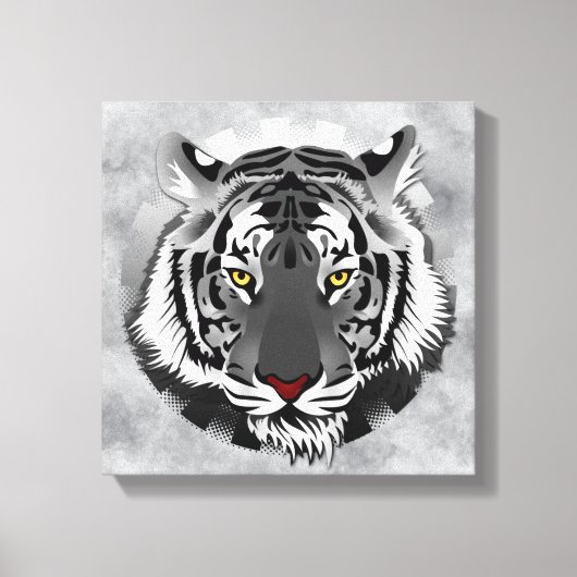 Schwarz-Weiß-Tiger Leinwanddruck (Vorderseite)