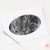 Schwarz-Weiß-Tiger Ovaler Aufkleber (Umschlag)