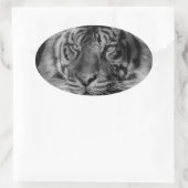 Schwarz-Weiß-Tiger Ovaler Aufkleber (Tasche)
