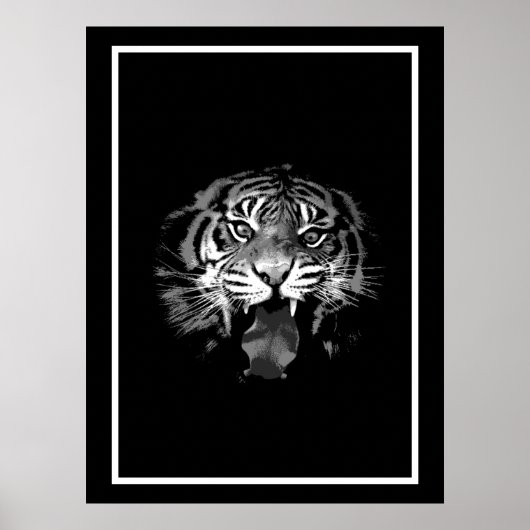 Schwarz-Weiß-Tiger-Plakatdruck - Pop Art Style Poster (Vorne)