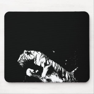 Schwarz-Weiß-Tiger-Pop-Art-Mauspad Mousepad