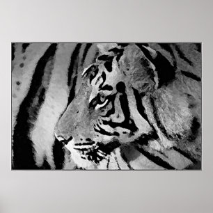 Schwarz-Weiß-Tiger-Poster drucken Poster
