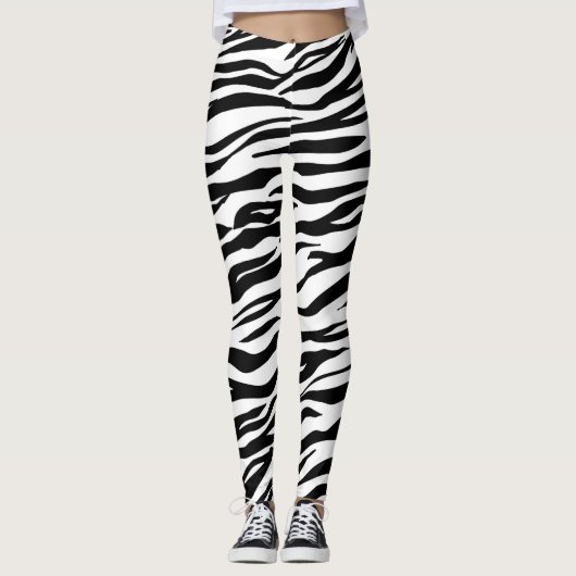 Schwarz/Weiß Tiger Print, Frauen Leggings (Vorderseite)
