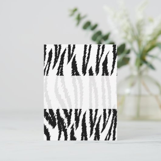 Schwarz-Weiß Tiger Print. Tigermuster Postkarte (Stehend Vorderseite)