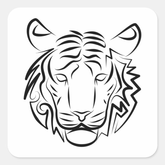 Schwarz-Weiß-Tiger Quadratischer Aufkleber (Vorderseite)