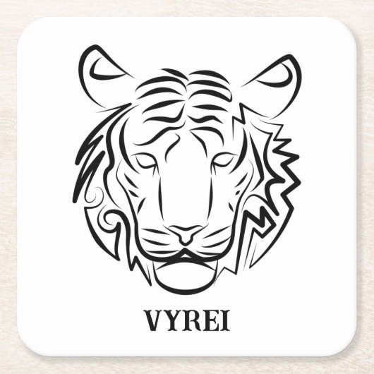 Schwarz-Weiß-Tiger Rechteckiger Pappuntersetzer (Vorderseite)