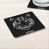 Schwarz-Weiß-Tiger Rechteckiger Pappuntersetzer (angewinkelt)