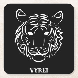 Schwarz-Weiß-Tiger Rechteckiger Pappuntersetzer