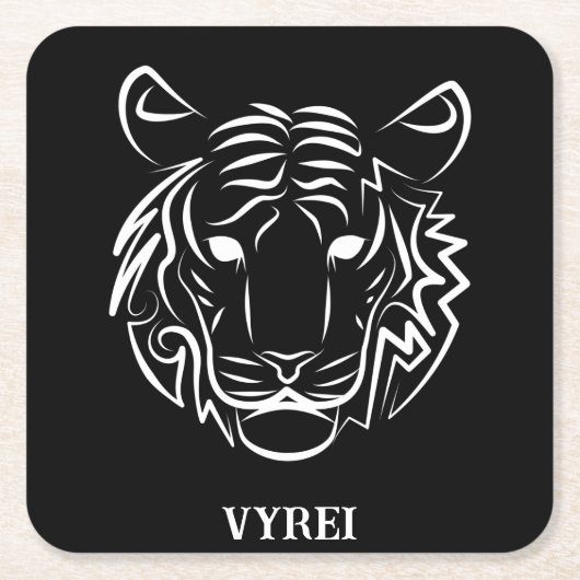 Schwarz-Weiß-Tiger Rechteckiger Pappuntersetzer (Vorderseite)