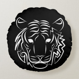 Schwarz-Weiß-Tiger Rundes Kissen