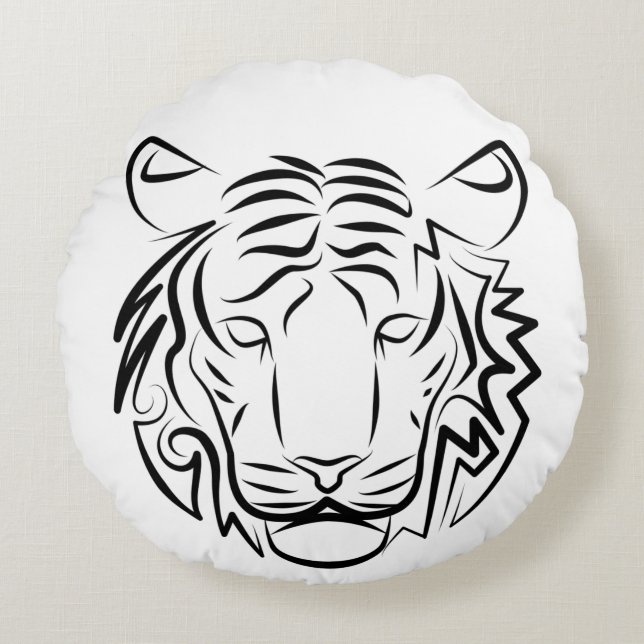 Schwarz-Weiß-Tiger Rundes Kissen (Vorderseite)