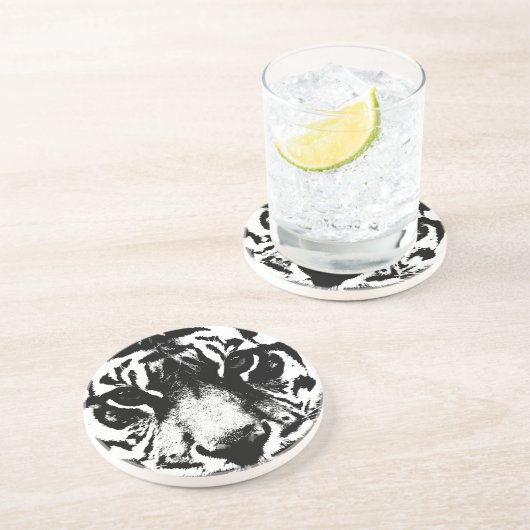 Schwarz-Weiß-Tiger Sandstein Untersetzer (Seite)