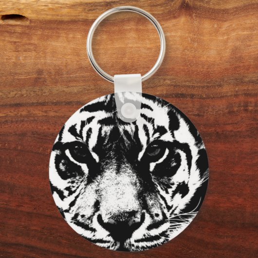 Schwarz-Weiß-Tiger Schlüsselanhänger (Vorderseite)