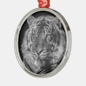 Schwarz-Weiß-Tiger Silbernes Ornament (Links)