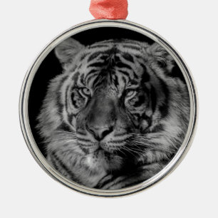 Schwarz-Weiß-Tiger Silbernes Ornament
