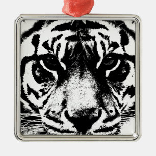 Schwarz-Weiß-Tiger Silbernes Ornament