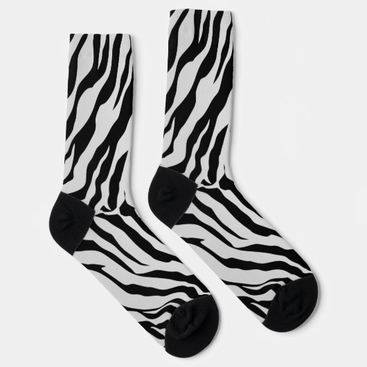 Schwarz-Weiß-Tiger-Streifen Tierdruck Socken (Rechts)