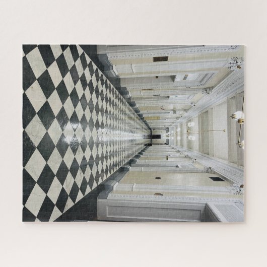 Schwarz-weiß Tile Hallway West Wing Puzzle (Horizontal)