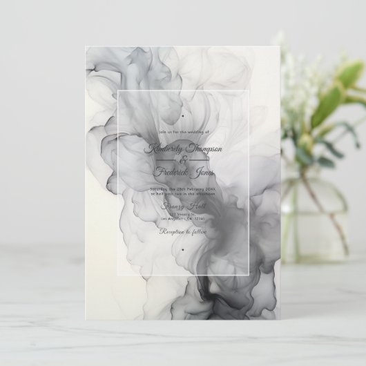 Schwarz-Weiß-Tinte Einladung (Stehend Vorderseite)