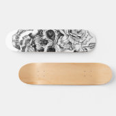 Schwarz-Weiß-Tinte Zeichnend Skull-Skate-Deck Skateboard (Horizontal)