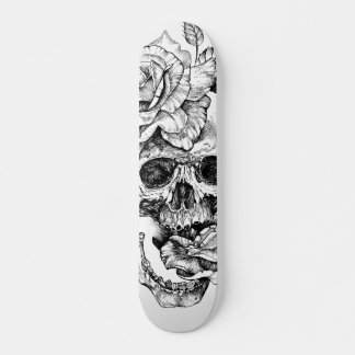 Schwarz-Weiß-Tinte Zeichnend Skull-Skate-Deck Skateboard