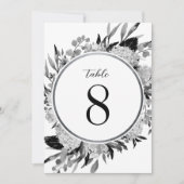 Schwarz-Weiß-Tischnummer Einladung (Vorderseite)