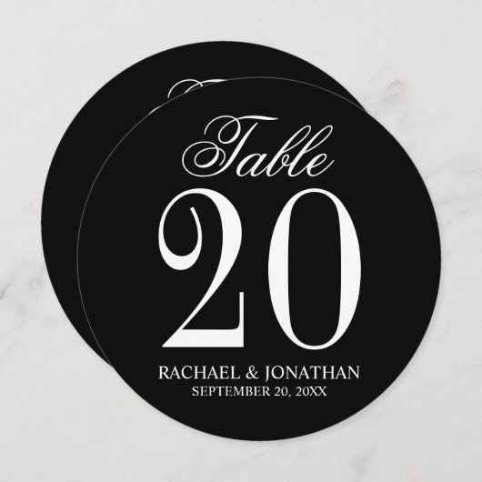 Schwarz-Weiß-Tischnummer Einladung (Vorne/Hinten)