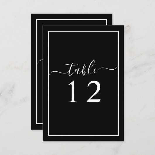 Schwarz-Weiß-Tischnummer Einladung (Vorne/Hinten)