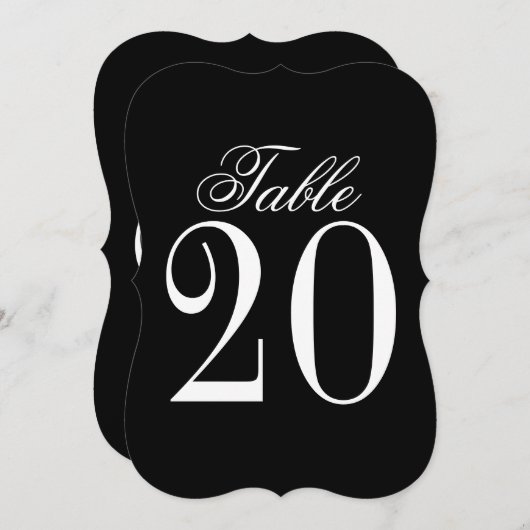 Schwarz-Weiß-Tischnummer Einladung (Vorne/Hinten)