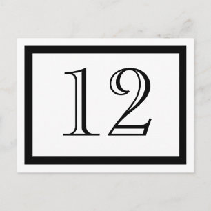 Schwarz-Weiß-Tischnummer-Karten Postkarte