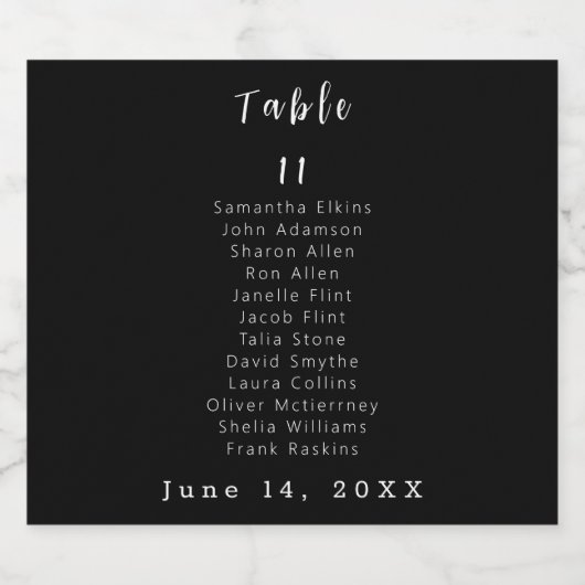 Schwarz-Weiß-Tischnummer Schaumweinetikett (Einzelnes Label)