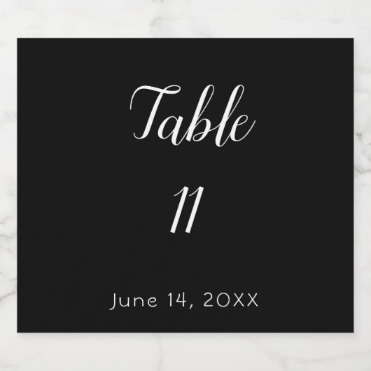 Schwarz-Weiß-Tischnummer Schaumweinetikett (Einzelnes Label)