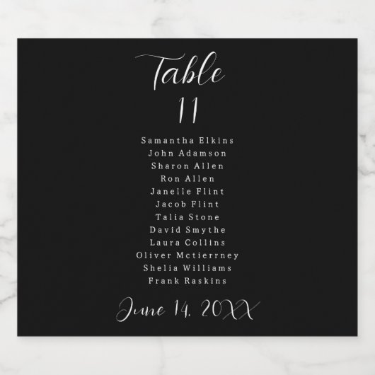 Schwarz-Weiß-Tischnummer Schaumweinetikett (Einzelnes Label)