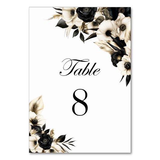 Schwarz-Weiß-Tischnummer Tischnummer (Rückseite)