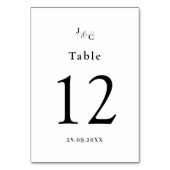 Schwarz-Weiß-Tischnummer Tischnummer (Vorderseite)