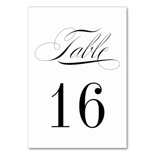 Schwarz-Weiß-Tischnummer Tischnummer (Rückseite)