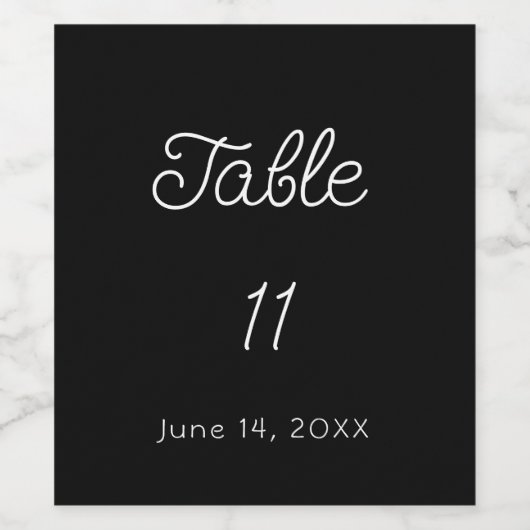 Schwarz-Weiß-Tischnummer Weinetikett (Einzelnes Label)