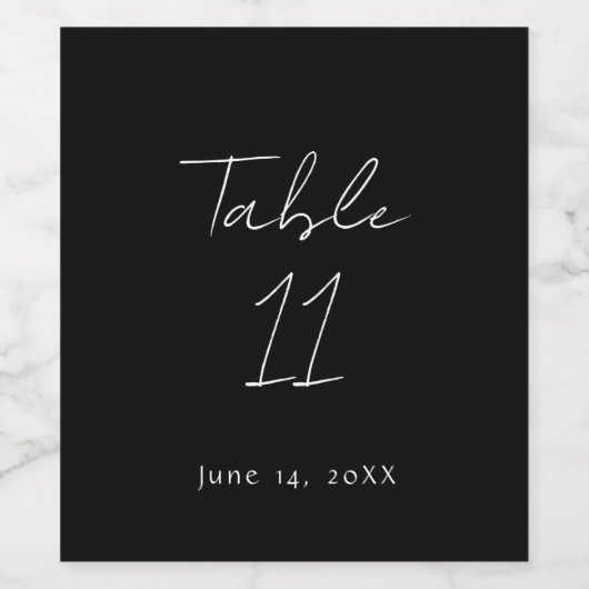 Schwarz-Weiß-Tischnummer Weinetikett (Einzelnes Label)