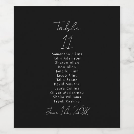 Schwarz-Weiß-Tischnummer Weinetikett (Einzelnes Label)