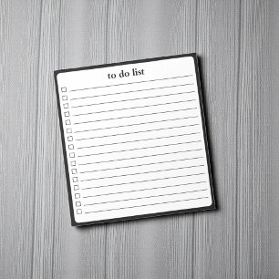 Schwarz-Weiß-To-Do-Liste Minimalistischer Lehrer Notizblock