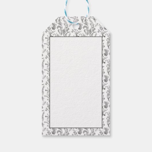 Schwarz-weiß-Toile-Blumen-Geschenk Geschenkanhänger (Rückseite)
