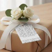 Schwarz-weiß-Toile-Blumen-Geschenk Geschenkanhänger