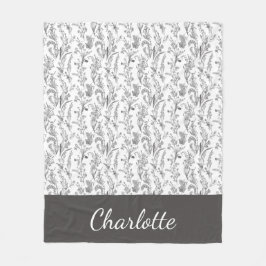 Schwarz Weiß Toile Blumenmuster Benutzername Fleecedecke