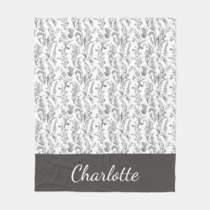 Schwarz Weiß Toile Blumenmuster Benutzername Fleecedecke