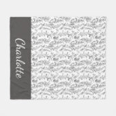 Schwarz Weiß Toile Blumenmuster Benutzername Fleecedecke (Vorderseite (Horizontal))